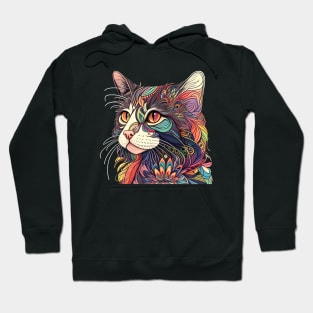 Lady Beautiful Cat Boho Colorful - Cat Lover Hoodie